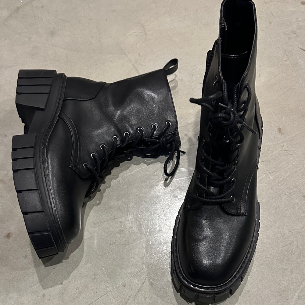 Madden Girl Black Chunky Combat Boots